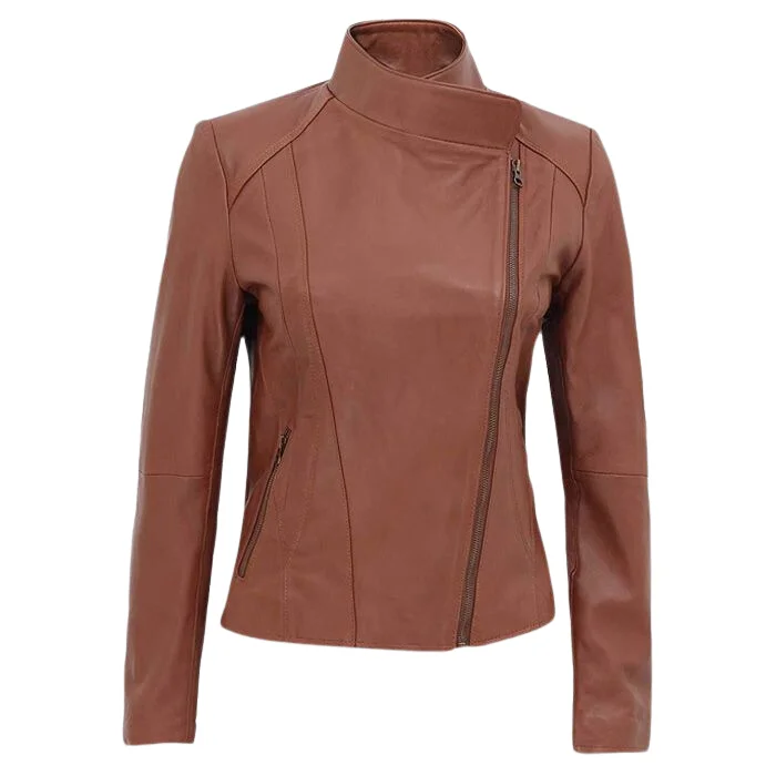 ANZIO TAN WOMEN LEATHER JACKET