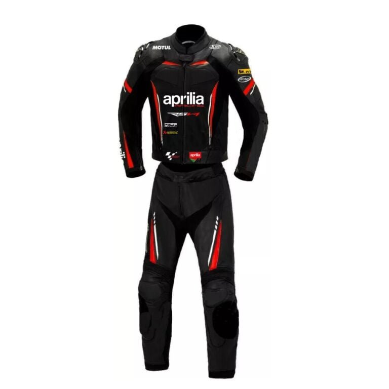 Aprilia RSV4 Moto GP Leather Racing Suit Black Red White