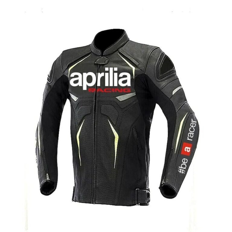 Aprilia Racing Custom Motorcycle Leather Jacket Black