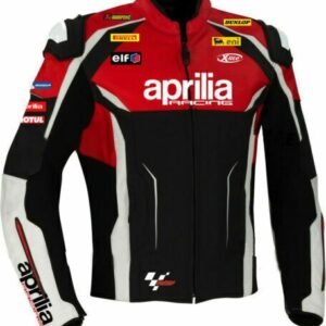 Aprilia Racing Motogp Custom Motorcycle Leather Jacket Black Red White