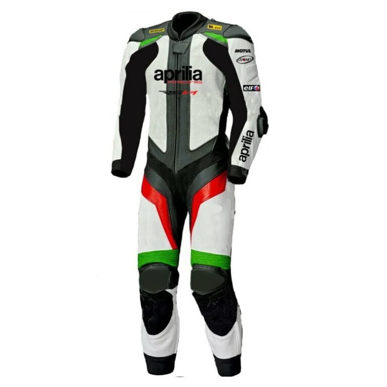 Aprilia Racing Motorbike Leather Racing Suit Black White Red Green