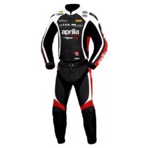 Aprilia Racing RSV4 Leo Vince Motorbike Suit Black Red White