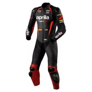 Aprilia Racing SBK Motorcycle Leather Suit Black Red