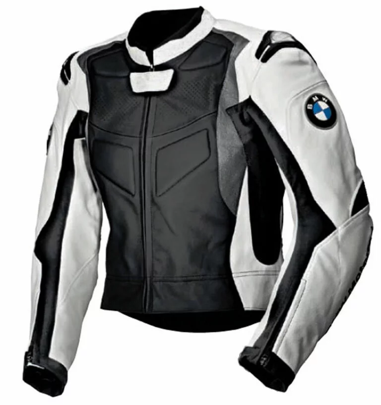 BMW Custom Motorbike Leather Racing Jacket White Black