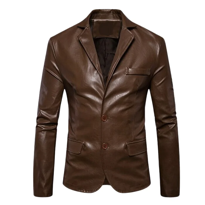 BUSINESSMEN CASUAL LEATHER COAT