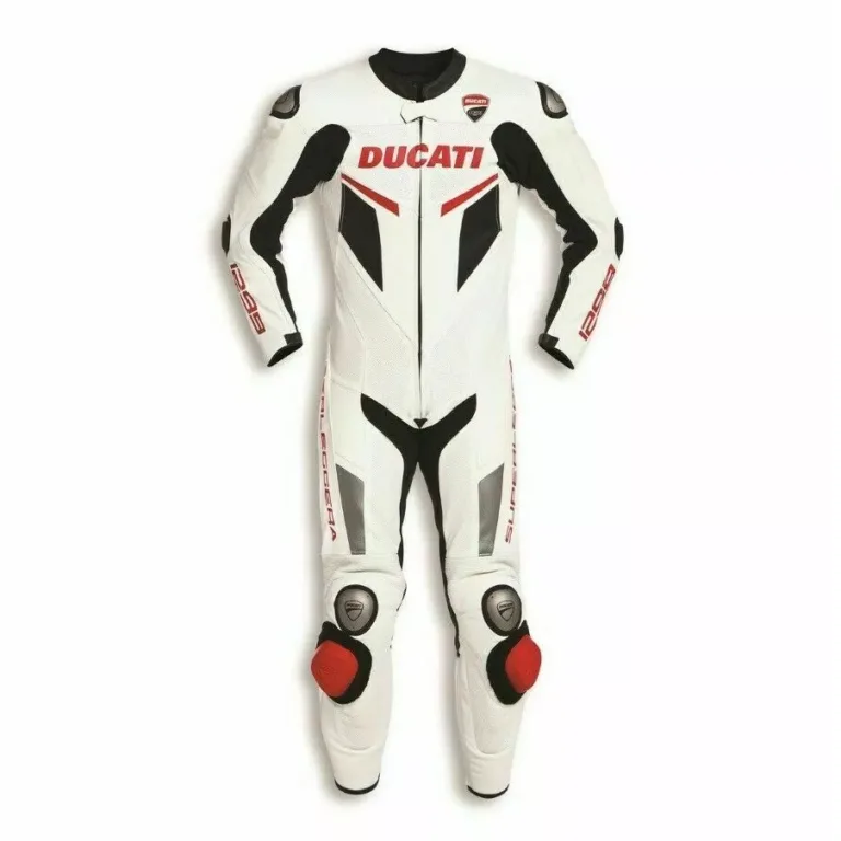 Ducati 1299 Motorcycle Leather Racing Suit White Black Red