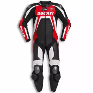Ducati Custom Motorcycle Leather Racing Suit Black Red White