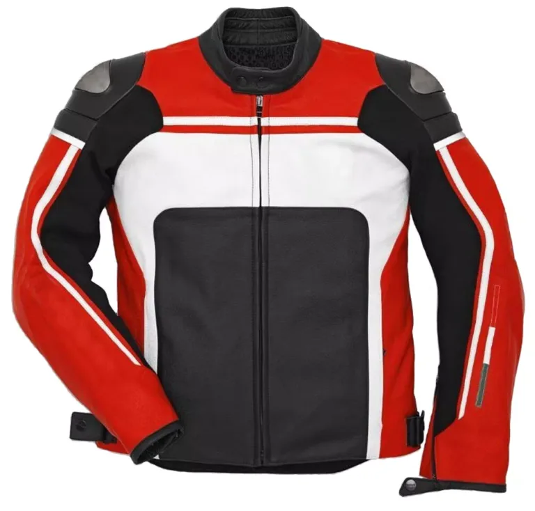 Ducati Motorcycle Leather Racing Jacket Red Black White