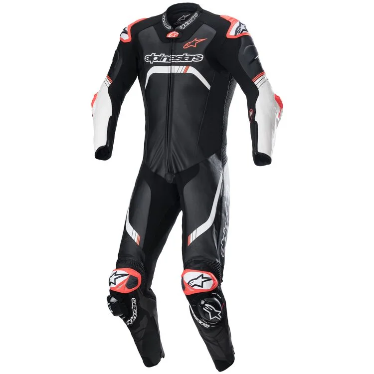 GP Tech v4 Motorbike Leather Racing Suit Black White
