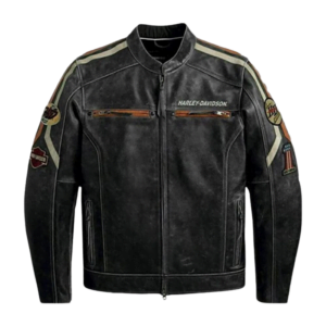 HARLEY DAVIDSON COLOR BLOCKED MEN LEATHER JACKET