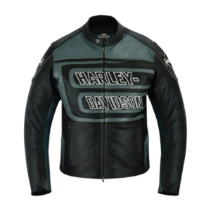 HARLEY DAVIDSON MEN'S MARKER BLACK & GRAY LEATHER JACKET