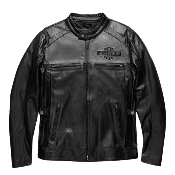 HARLEY DAVIDSON MOTORCYCLE VOTARY COLOUR BLOCKED LEATHER JACKET