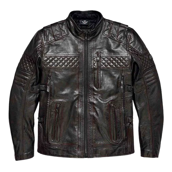 HARLEY DAVIDSON TRIPLE VENT SYSTEM IRONSTONE MEN LEATHER JACKET