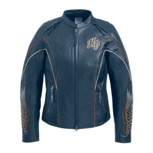 HARLEY DAVIDSON WOMEN'S JUNEAU EMBROIDERED WING SLEEVE LEATHER JACKET