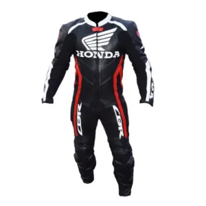 Honda CBR Leather Racing Suit Black White Red