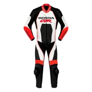 Honda CBR Motorbike Leather Racing Suit Black White
