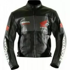 Honda Motorbike Leather Racing Jacket Black