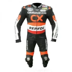 Honda Repsol CX Motorbike Leather Racing Suit Black Orange White