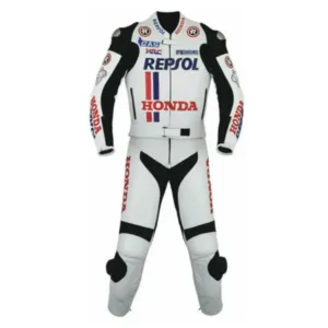 Honda Repsol Motorbike Leather Racing Suit White Black Red Blue