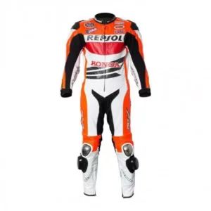Honda Repsol Motorcycle Leather Racing Suit Orange White Red Black