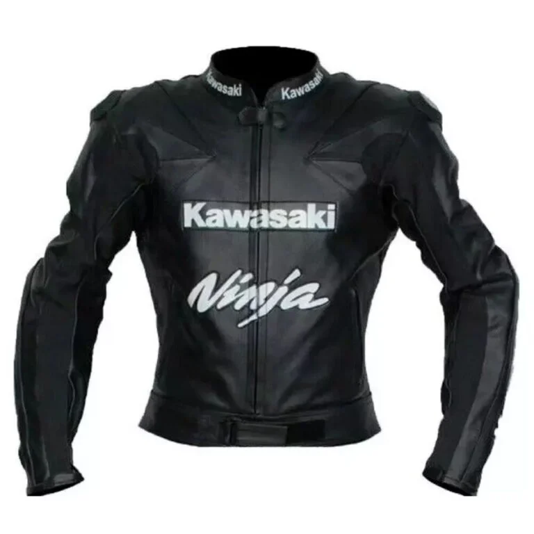 Kawasaki Ninja Motorcycle Leather Racing Jacket Black
