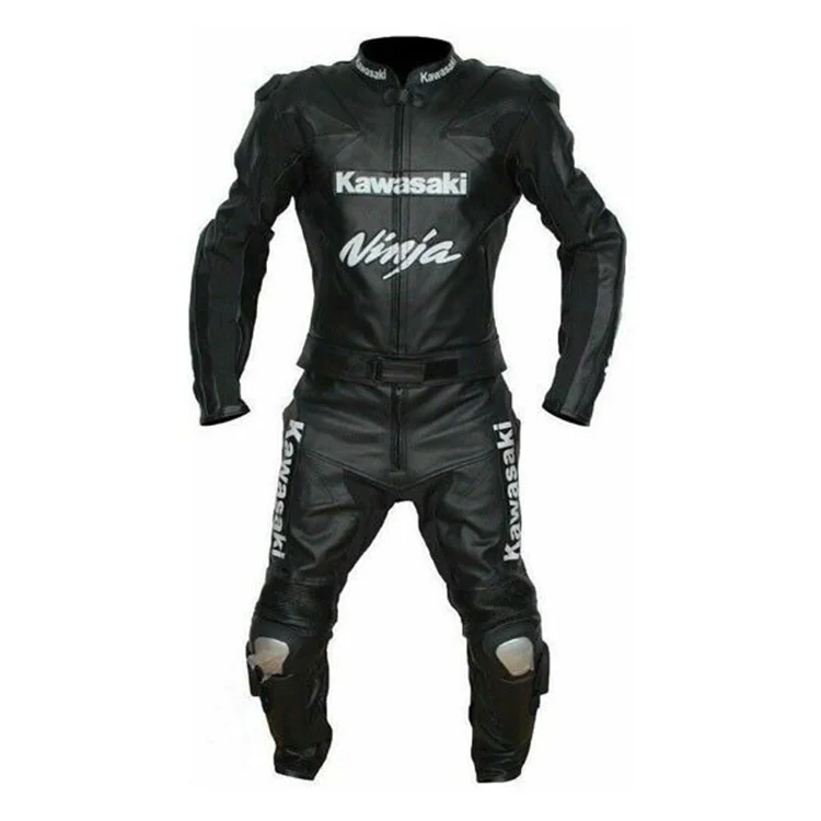 Kawasaki Ninja Motorcycle Leather Racing Suit Black White
