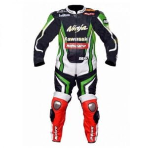 Kawasaki Ninja SBK Motorcycle Leather Racing Suit Black Green Red
