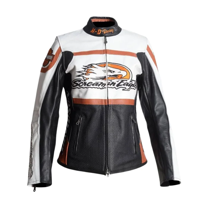 LADIES HD RACEWAY SCREAMIN EAGLE LEATHER JACKET