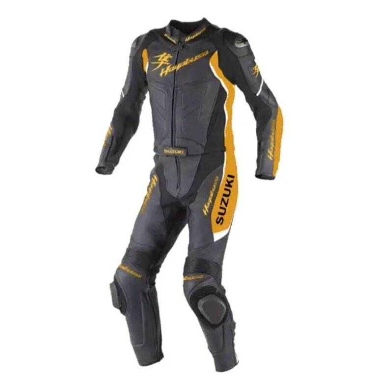 Suzuki Hayabusa Motorcycle Leather Racing Suit Black Gold