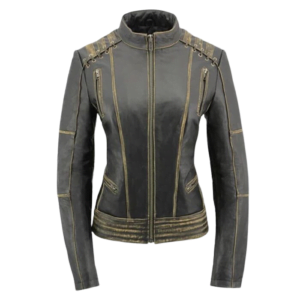 WOMEN DISTRESSED LEATHER JACKET