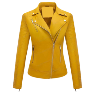 WOMEN YELLOW FASHION LEATHER JACKET