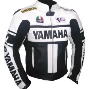 Yamaha AGV Moto GP Custom Motorcycle Leather Racing Jacket White Black