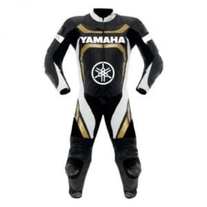 Yamaha Motorcycle Leather Racing Suit Black Gold White