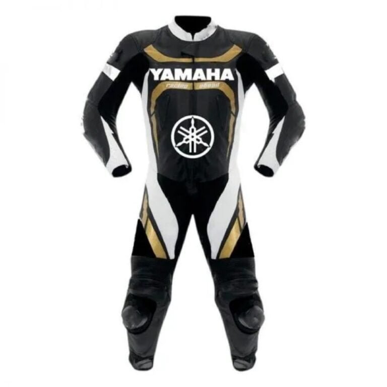 Yamaha Motorcycle Leather Racing Suit Black Gold White