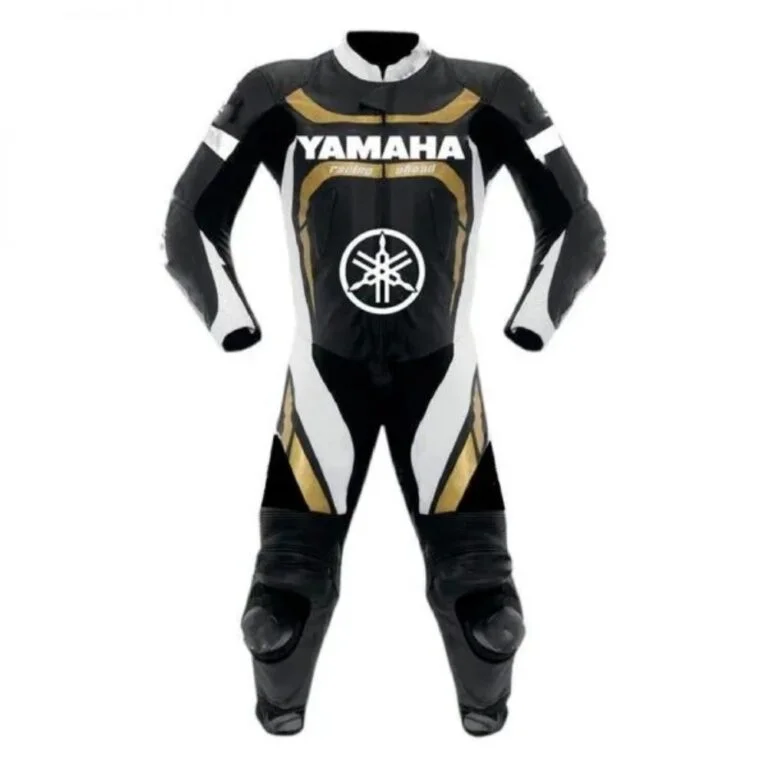 Yamaha Motorcycle Leather Racing Suit Black Gold White