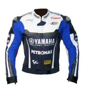 Yamaha Petronas Moto GP Custom Motorcycle Leather Racing Jacket Blue White Red