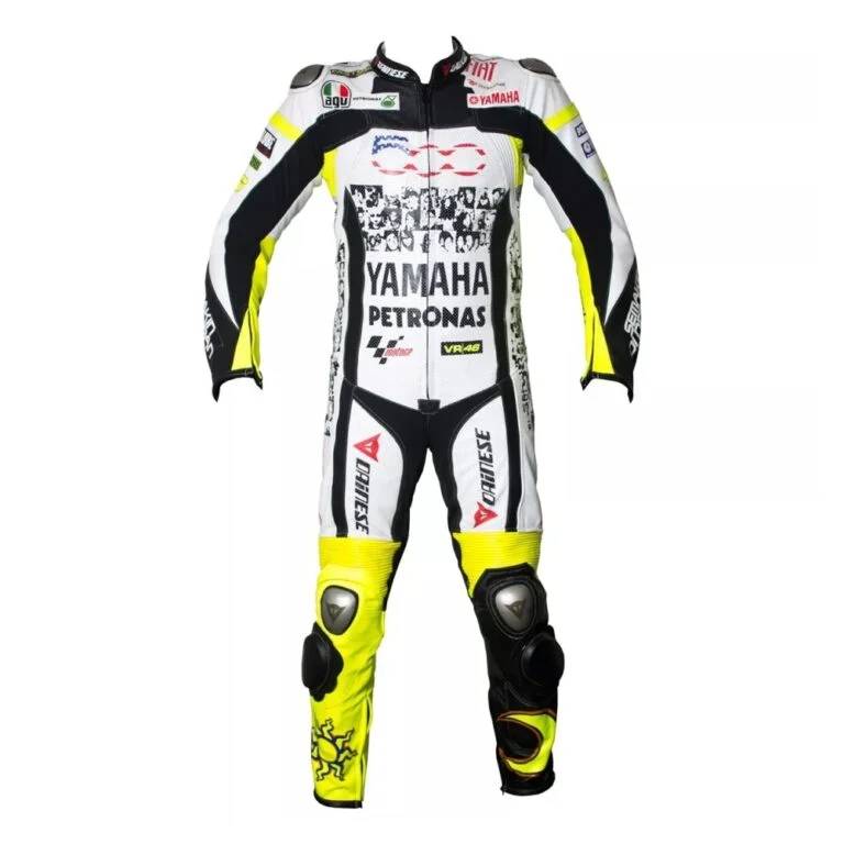 Yamaha Petronas VR 46 Moto Gp Leather Racing Suit White Black Yellow