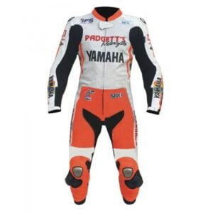 Yamaha SBK Motorcycle Leather Racing Suit Orange White Black